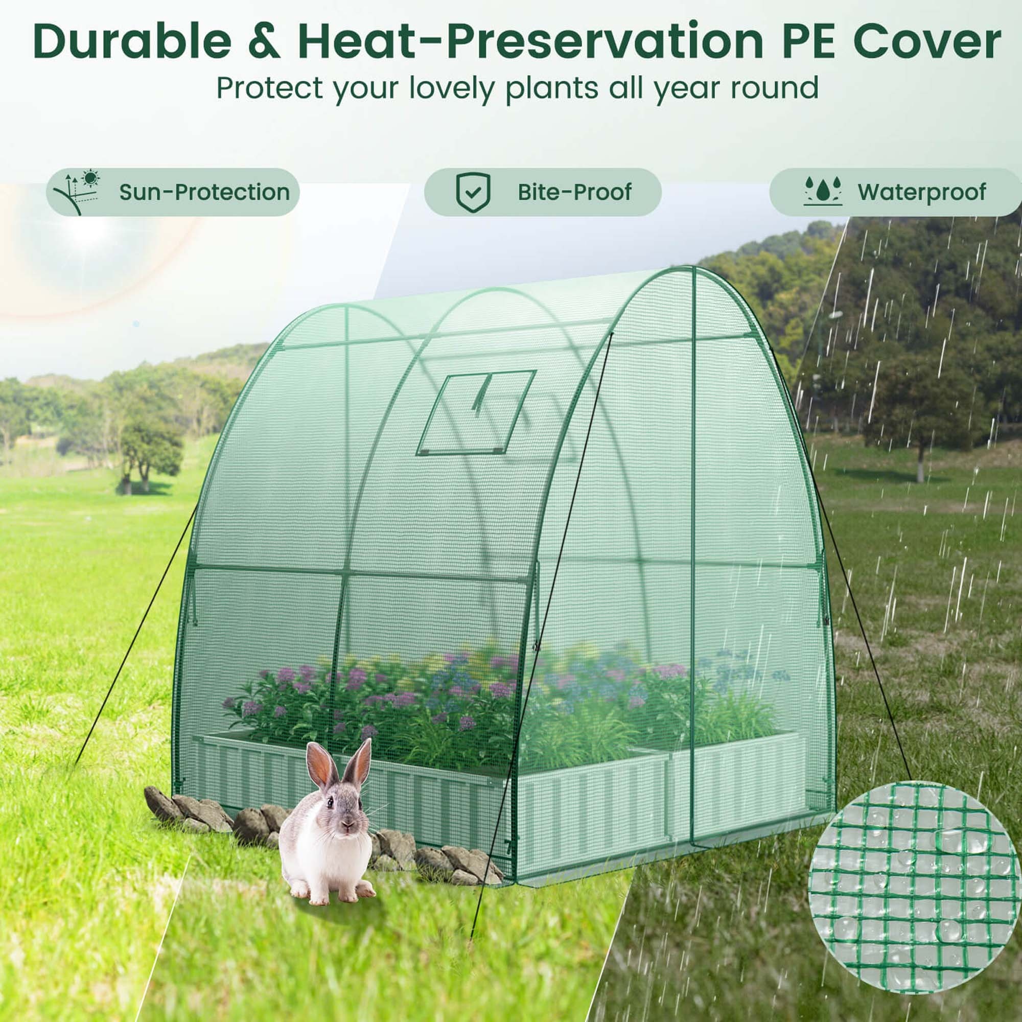 Costway Portable Greenhouse with 2 Zippered Doors 2 Roll-up Screen - See Details