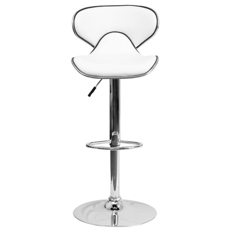 2 Pack Contemporary Mid-Back Vinyl Adjustable Height Barstool with Chrome Base - 16"W x 17.5"D x 34.5" - 43"H