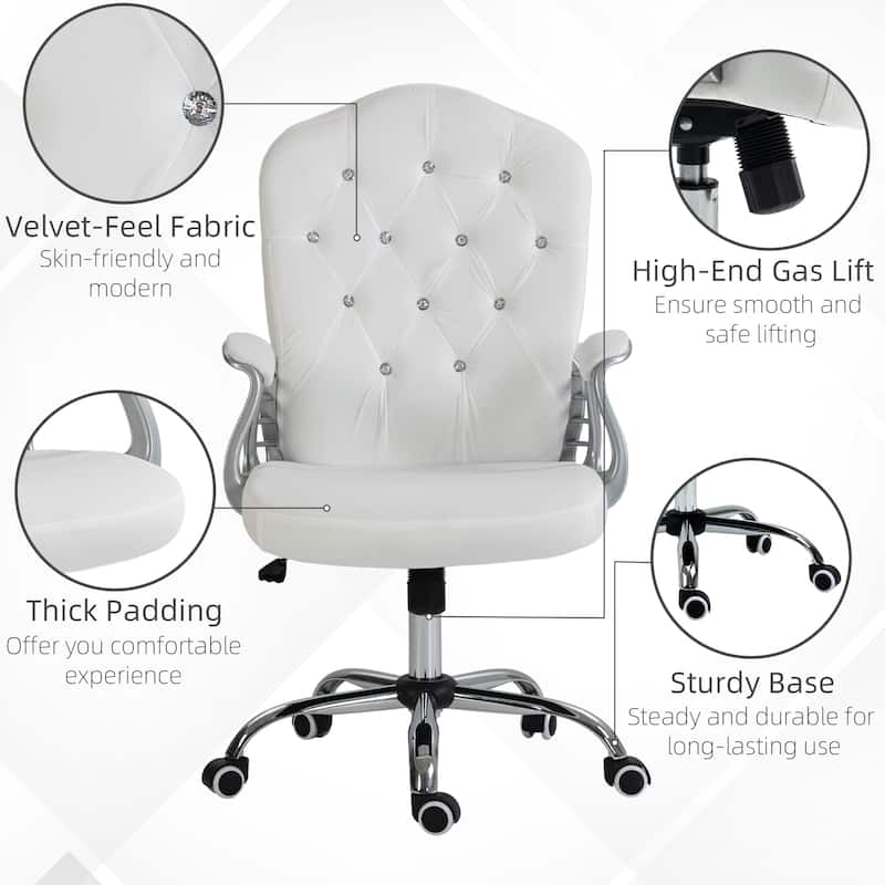 Vinsetto Home Office Chair, Computer Chair, Button Tufted Desk Chair with Swivel Wheels, Adjustable Height, and Tilt Function