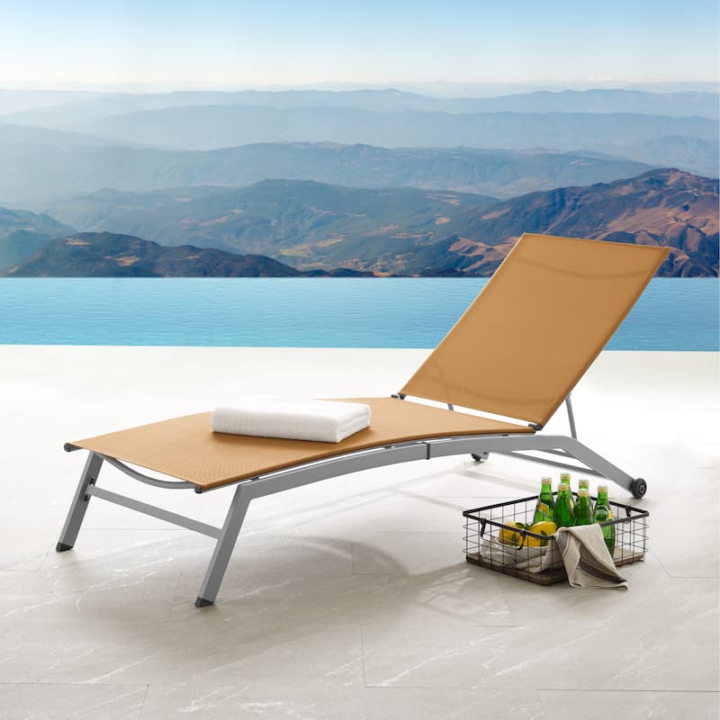 Corvus Antonio Outdoor Contemporary Sling-Fabric Adjustable Chaise Lounge