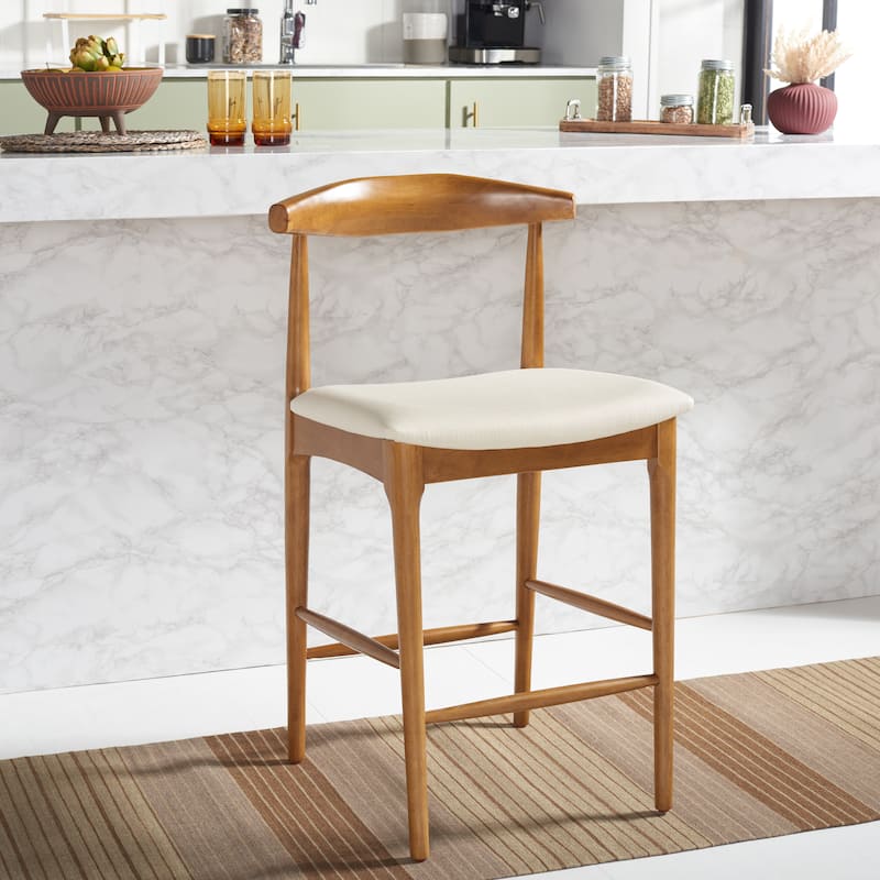 SAFAVIEH Mercy Retro 26-inch Counter Stool - 22 In. W x 21 In. D x 38 In. H - 22Wx21Dx38H - Walnut/Cream