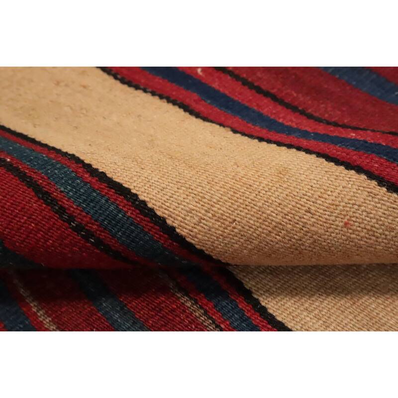 Hand Woven Oriental 100% Wool Carpet Southwestern Geometric Multi-Colored Kilim Area Rug - 8' 6'' X 5' 1''