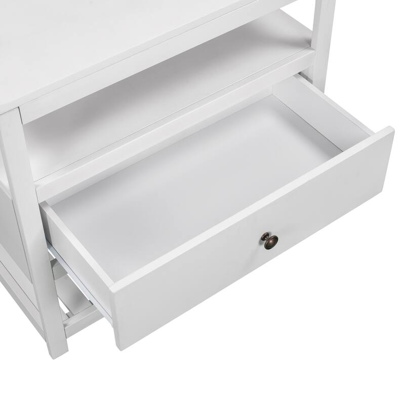 Wooden Nightstand with Drawers Storage