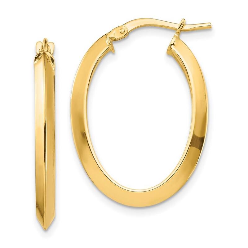 Curata 14k Yellow Gold Polished Oval Hoop Earrings - 27.13x19.59mm