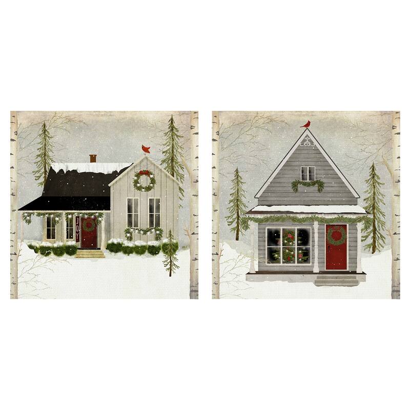 Snow House 1 & 2 by Beth Albert Canvas Art Prints