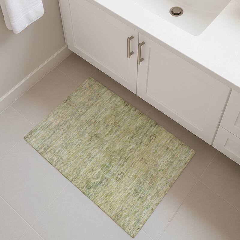 Premium Washable Super Soft Vintage Traditional Mayfield Rug - Green - 1'8" x 2'6"