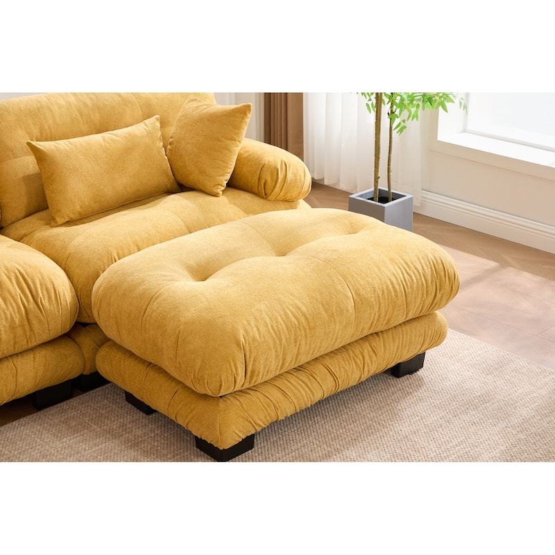 GDFStudio - UNITED WE WIN Pelletized U Shape Cloud Couch with Bolster Armrest Pillows