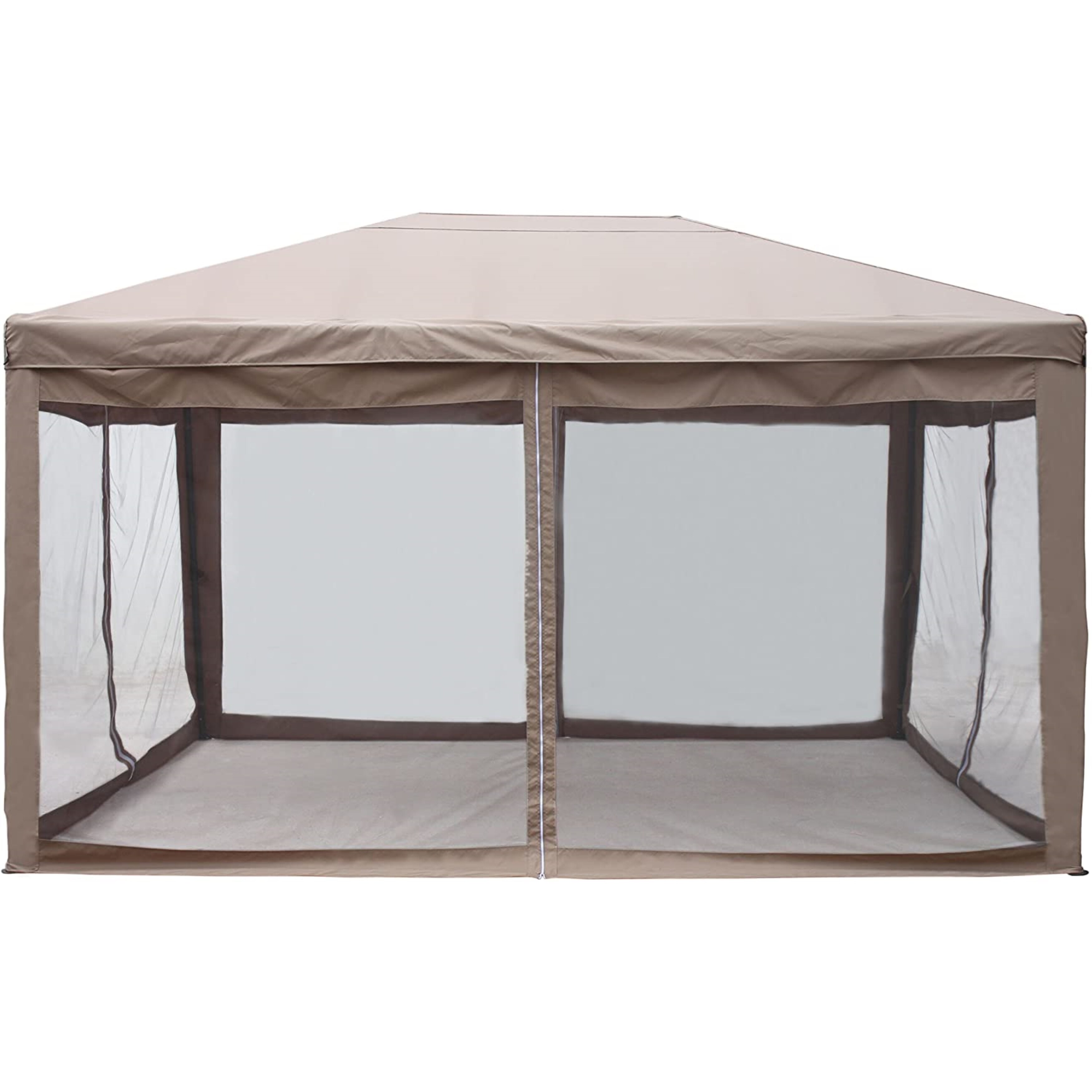 Shop Black Friday Deals On Aleko Garden Gazebo Canopy 10x13 Ft With Mesh Insect Screen Tan Overstock 31890150