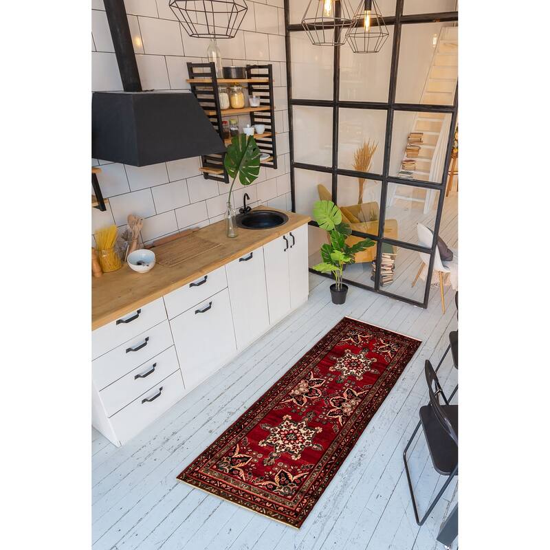 ECARPETGALLERY Hand-knotted Anadol Red Wool Rug - 3'6 x 9'6