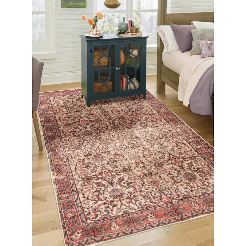 ECARPETGALLERY Hand-knotted Melis Vintage Cream Wool Rug - 5'10 x 9'7