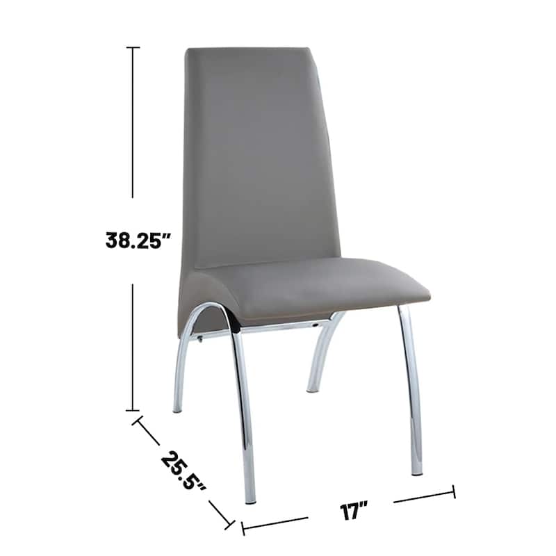 2PCS Leatherette Upholstered Side Chairs with Chrome Legs - Gray