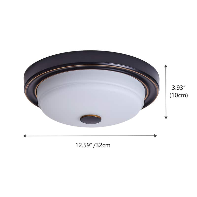 2-Lights Drum Modern Flush Mount Lighting - 12.6"D×12.6"W×3.9"H