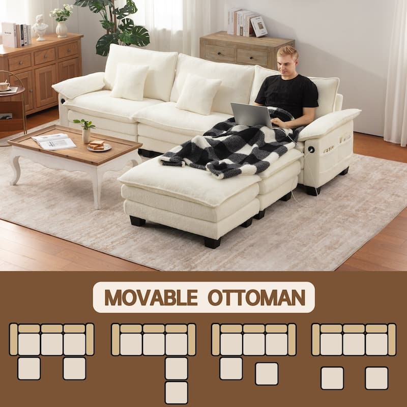 Living Room Furniture Sets, Modular Sectional Sofa Set with Ottoman for Living Room, Convertible Sofa Couch
