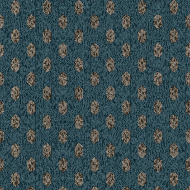 Galerie Wallcoverings Absolutely Chic Art Deco Style Geometric Motif Vinyl on Non-woven Wallpaper Roll - 33 feet x 21 inches - Blue