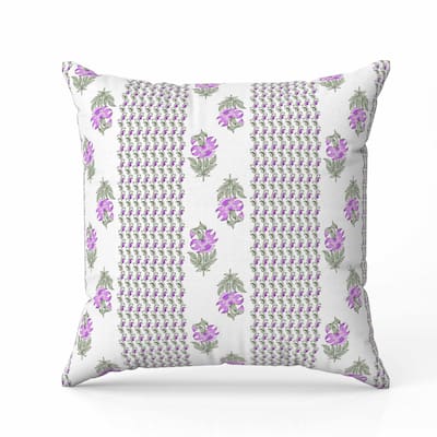 Anemone Artistry Faux Suede Reversible Throw Pillow Pink and Green