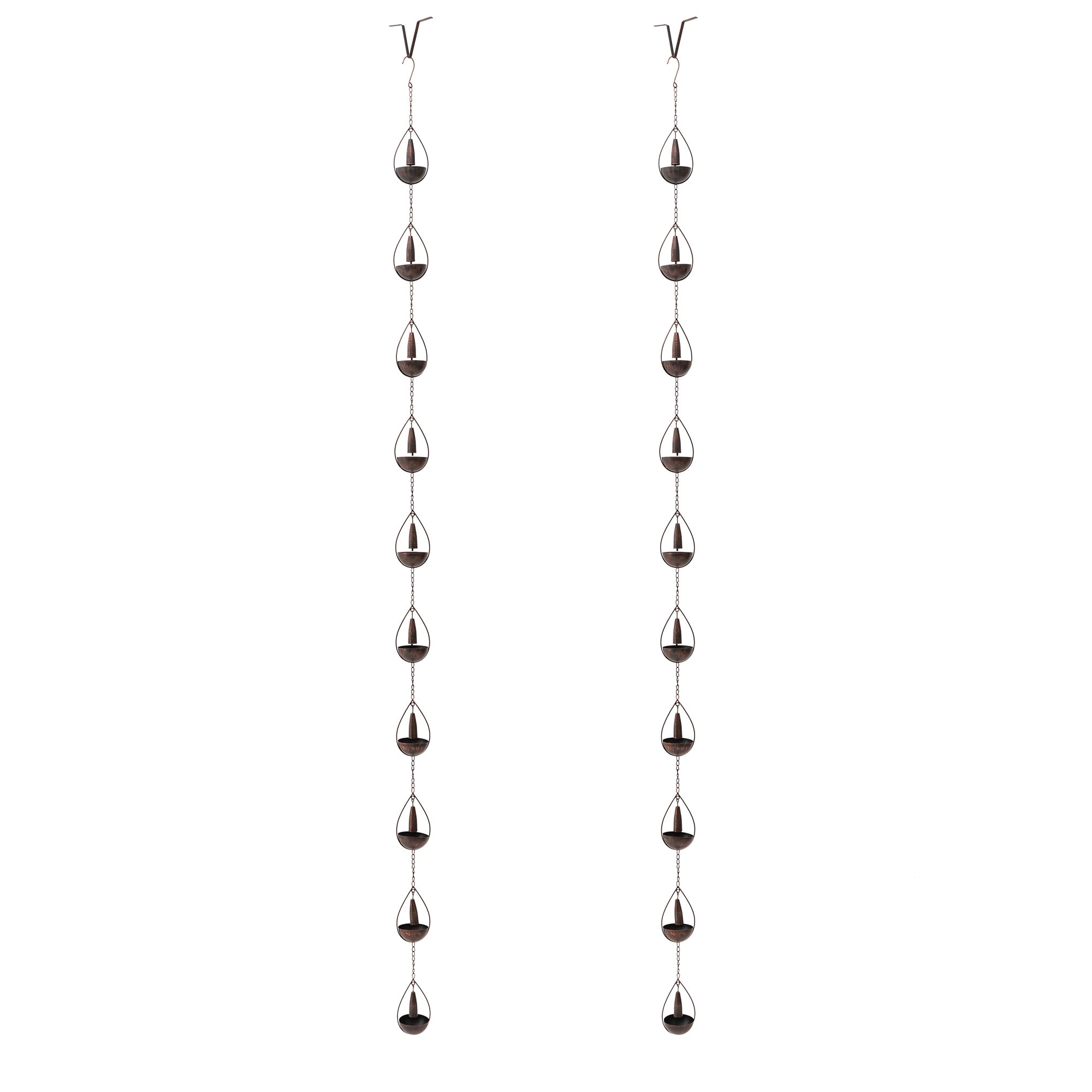 Glitzhome 2-Piece 102" Long Bronze Rain Chains with Fish/ Lotus/ Umbrella/ Watering Pot