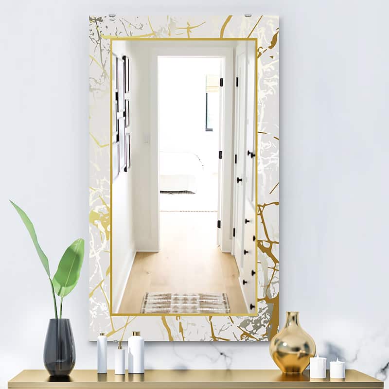 Designart 'Marbled Marvelous 3' Glam Printed Wall Mirror
