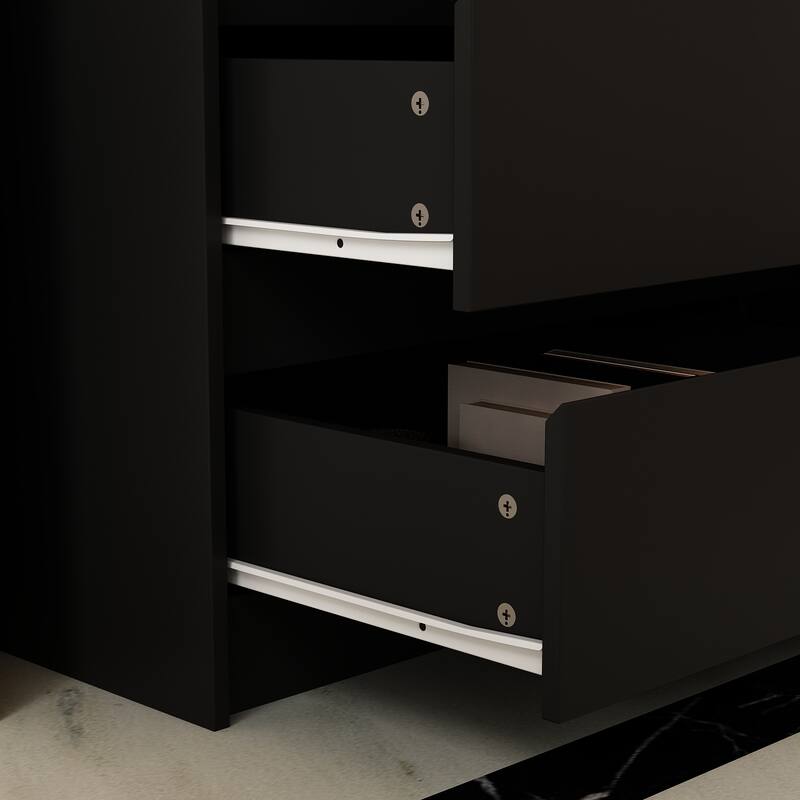 Modern 12-Drawer Bedroom Dresser - Sleek Storage Chest, White or Black