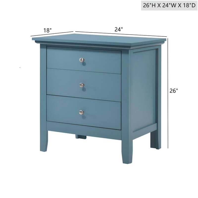 Teal Storage Nightstand with Drawer