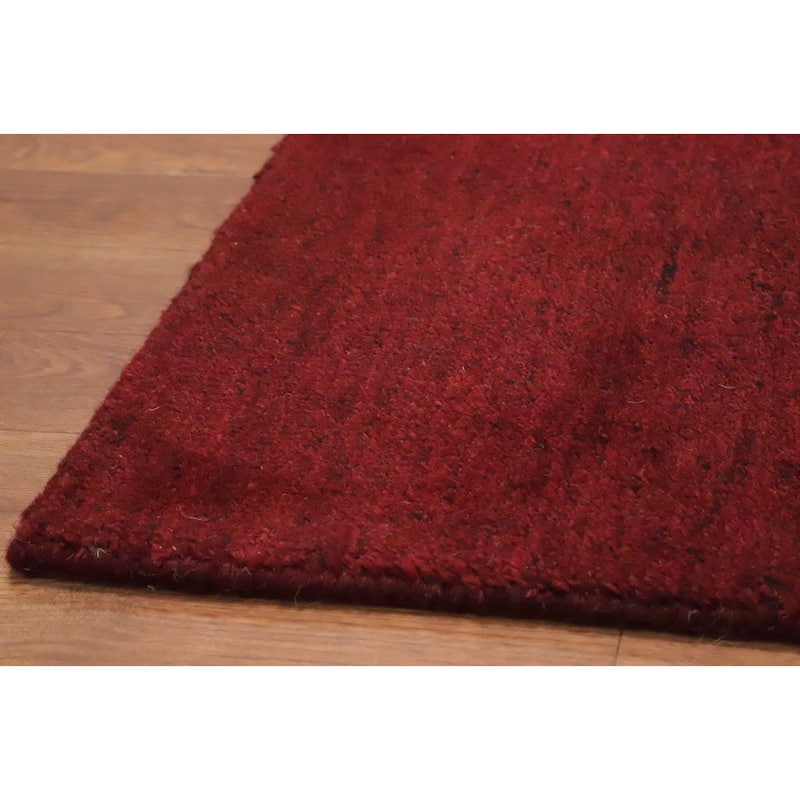 Hand Knotted Oriental 100% Wool Carpet Modern Solid Red Gabbeh Area Rug - 5' 11'' X 3' 8''