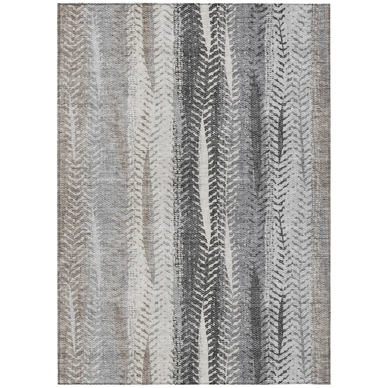 HomeRoots Botanical Leaves Transitional Rectangle Outdoor Rug