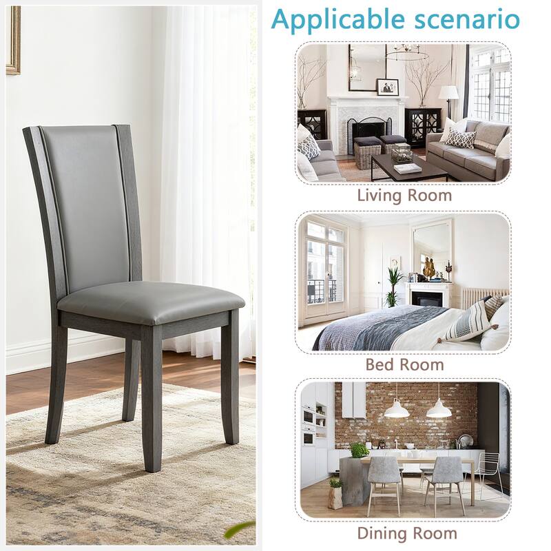 Wooden Dining Chairs Set of 4, Kitchen Chair with Padded Seat, Upholstered Side Chair for Dining Room, Living Room, Kitchen