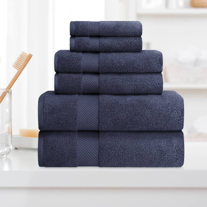 Superior Soft and Absorbent Zero Twist Cotton 6-piece Towel Set - Midnight