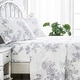 preview thumbnail 37 of 44, Printed Prewashed Cotton Blue Collection (Individual Set Sell Separately) Purple Big Floral Sheet Set - California King - 4 Piece