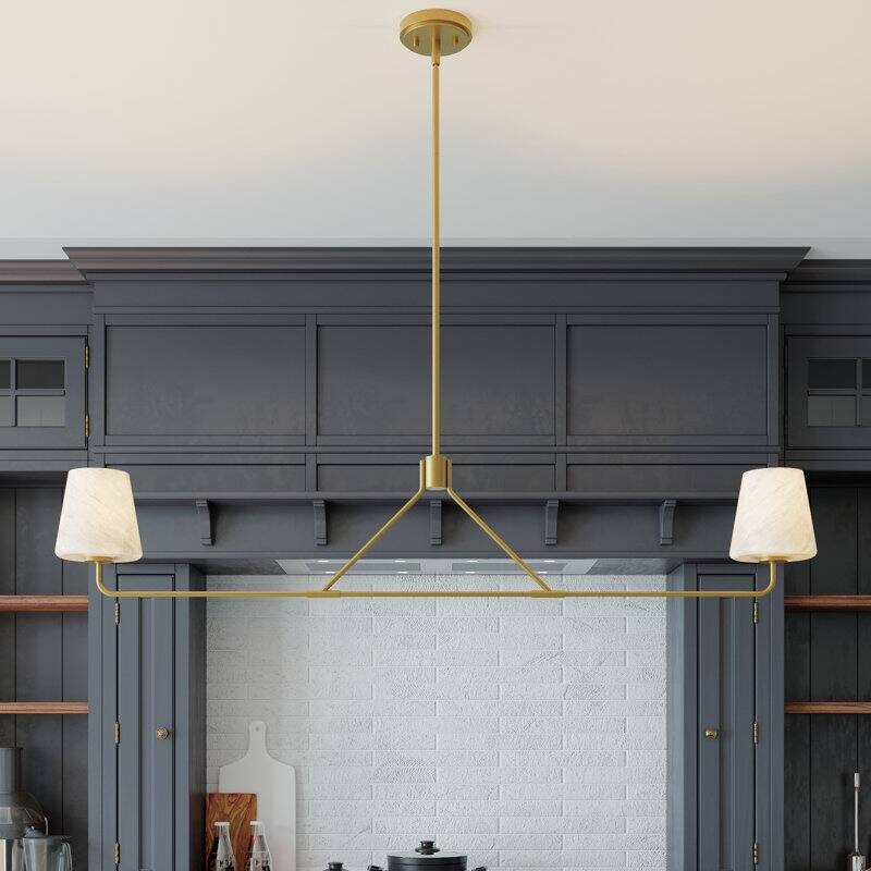 Acroma - 2 Light Gold Steel & Glass Dimmable Modern Linear Chandelier