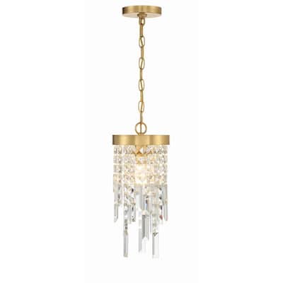 Winfield 1 Light Antique Gold Pendant - 7"W x 16"H x 7"D