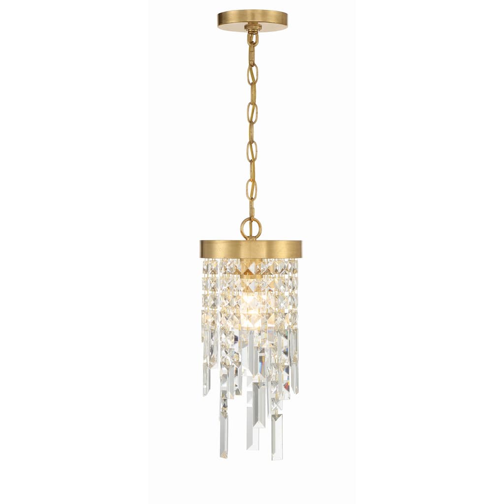 Winfield 1 Light Antique Gold Pendant - 7"W x 16"H x 7"D