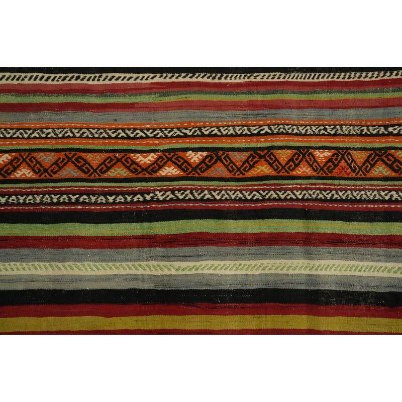 Hand Woven Oriental 100% Wool Carpet Southwestern Tribal Multi-Colored Kilim Area Rug - 8' 2'' X 5' 0''