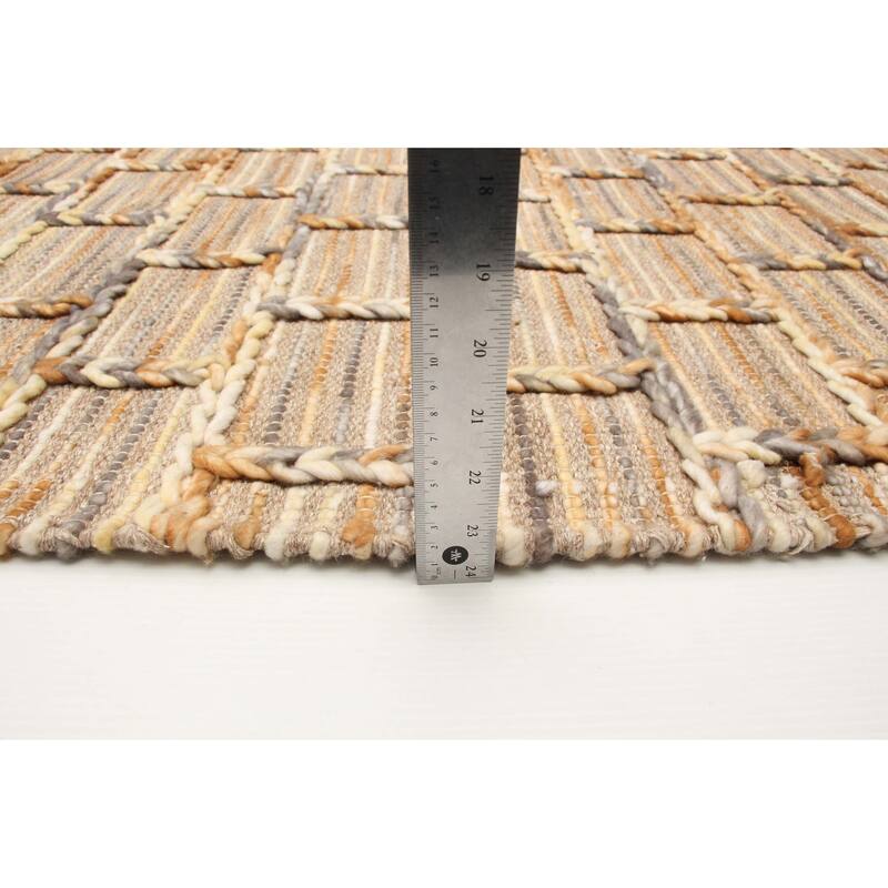 ECARPETGALLERY Braid weave Sienna Brown Wool Rug - 5'4 x 7'3