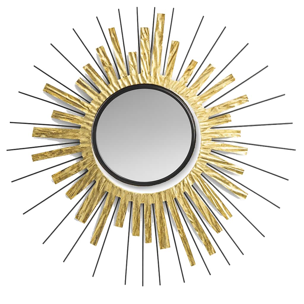 Gold Sunburst Round Mirror Wall Art Oversized Accent Decor 32"