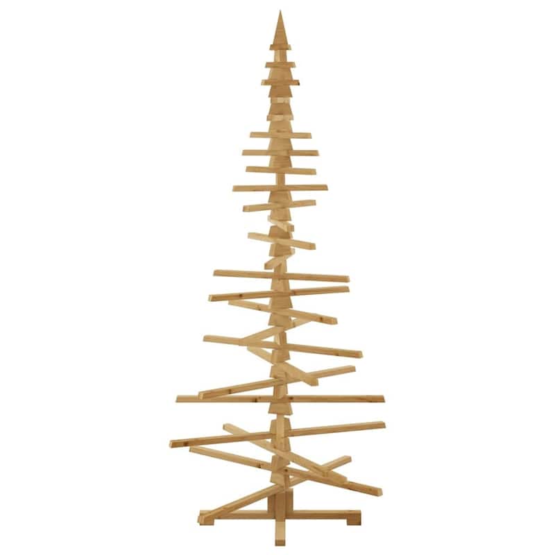 vidaXL Wooden Christmas Tree with Stand Brown Solid pine wood
