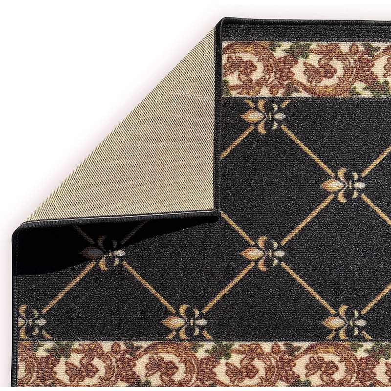 Custom Size Fleur De Lis 31 Inch Wide Non-Slip Stair Runner Rug