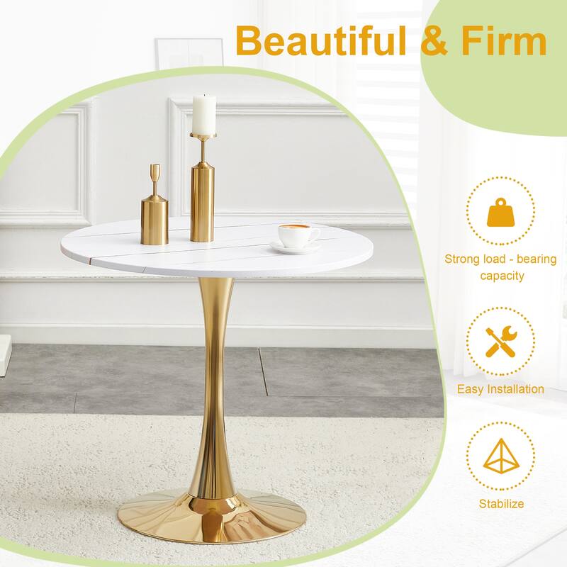 Kitchen Table with Thickened Tabletop, Round Tulip Dining Table, Bistro Table Circle Table Coffee Table