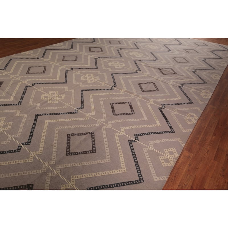 Flat Weave Kilim Durrie Oriental Large Area Rug Cotton Carpet - 10'5" x 18'9"