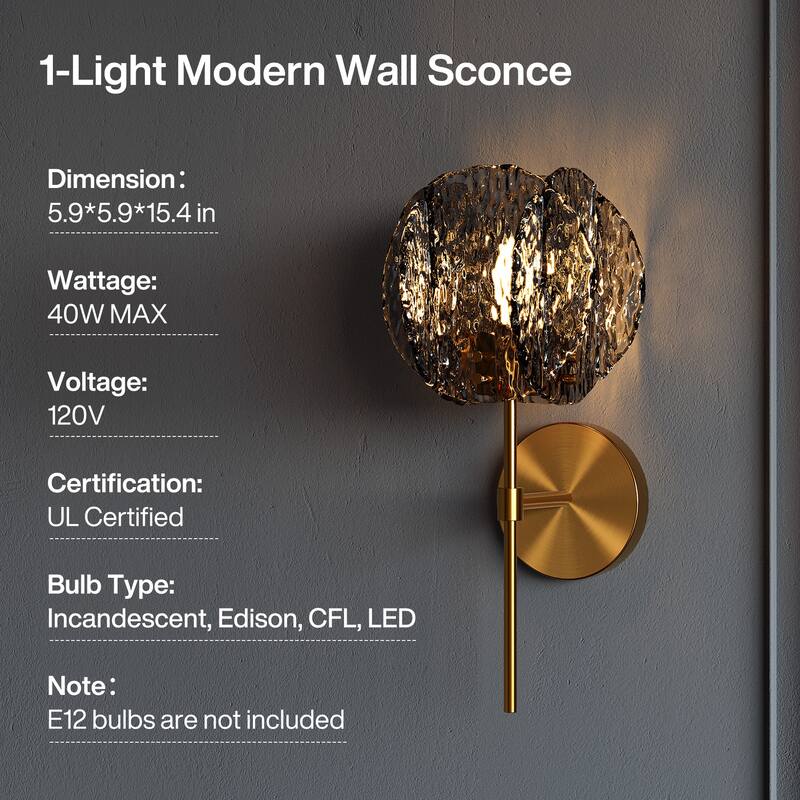 Iron Glass Mini 5.9"W Armed Sconce - N/A