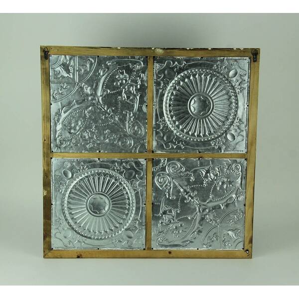 Shop Embossed Metal Floral Medallion In Wood Frame Wall Hanging