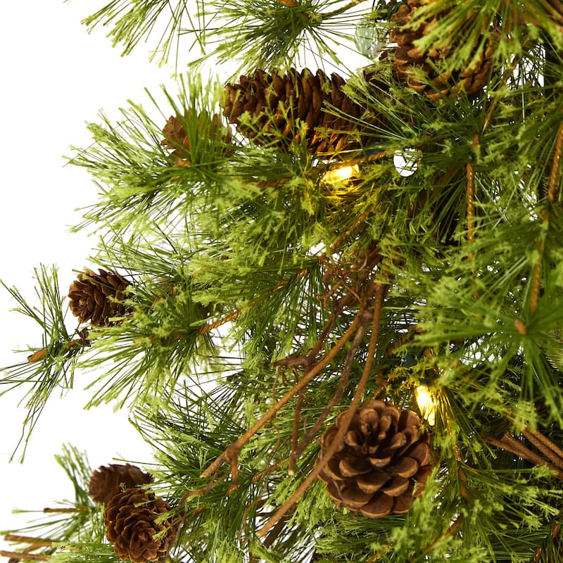4ft. Alpine Artificial Christmas Tree with 50 Clear Multifunction LED Lights & Pine Cones - Petite Festive Holiday X-Mas Accent
