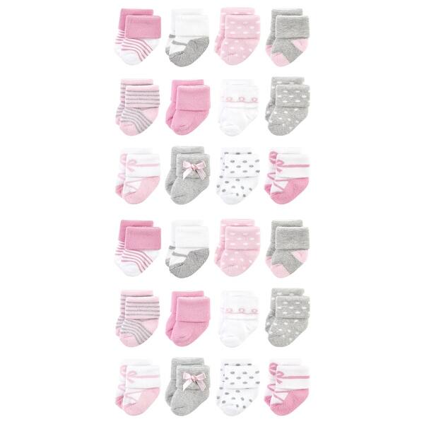 slide 1 of 1, Little Treasure Baby Cotton Rich Terry Socks 24-Pack, Ballerina 0-6 Months - Ballerina