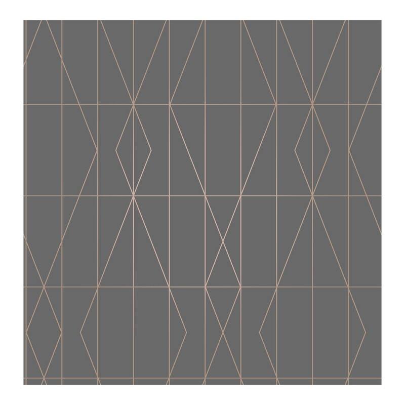 Brewster LeVeque Charcoal Deco Diamond Geo Wallpaper - 20.5 x 396 x 0.025