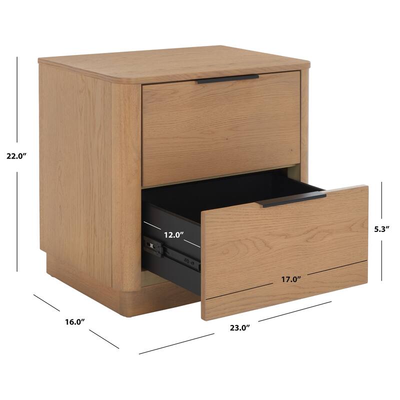 SAFAVIEH Couture Ljubica 2-Drawer Nightstand Bedside Accent Table (Fully Assembled)