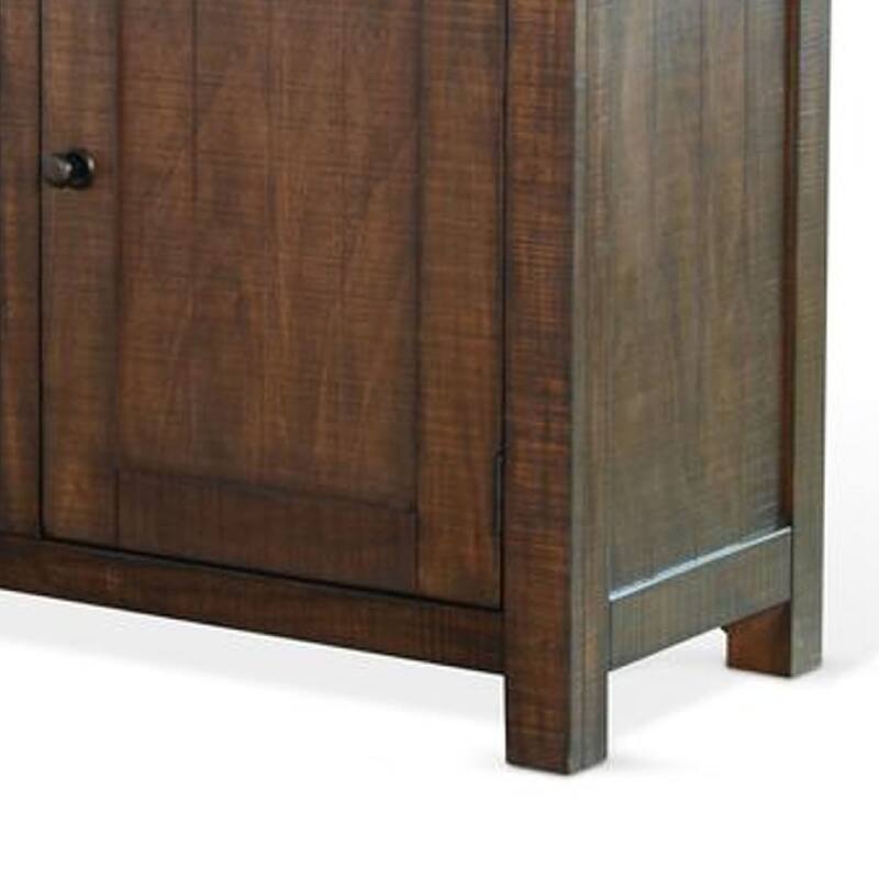 Camie Buffet Cabinet, 3 Drawers, Wine Racks, Brown Mahogany Wood