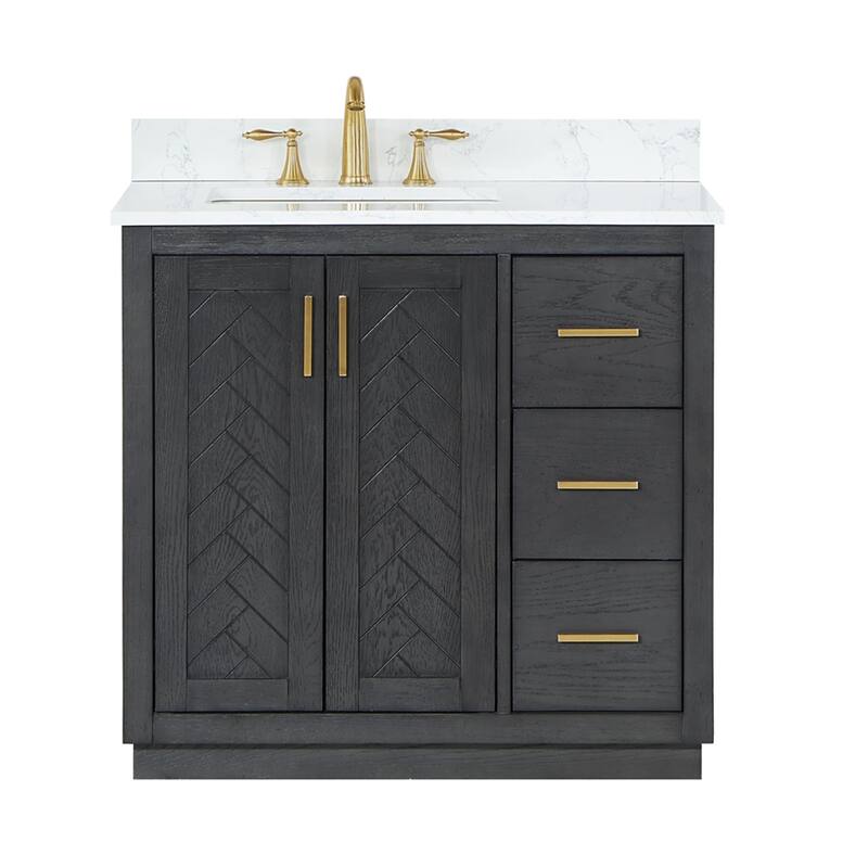 Altair Gazsi Bathroom Vanity with Composite Stone Countertop without Mirror