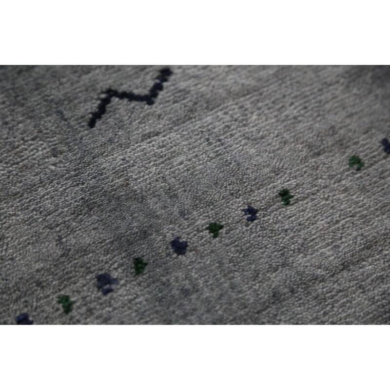Hand Knotted Oriental 100% Wool Carpet Tribal Tribal Greys & Charcoal Gabbeh Area Rug - 9' 10'' X 7' 11''