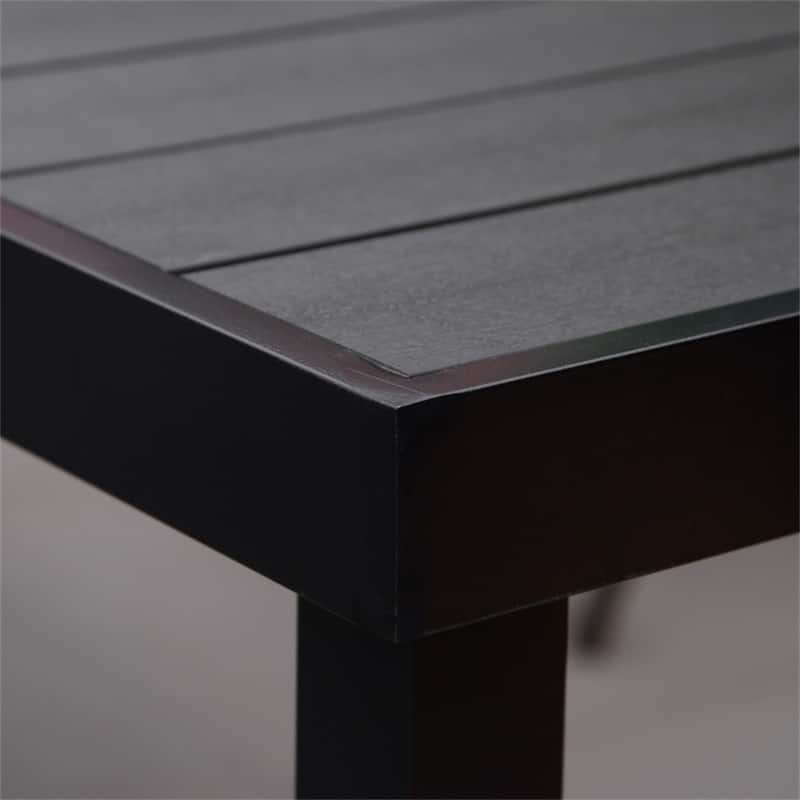 8-Person Patio Dining Table with Wood-Like Surface and Lightweight Aluminum Frame For Outdoor Gathering
