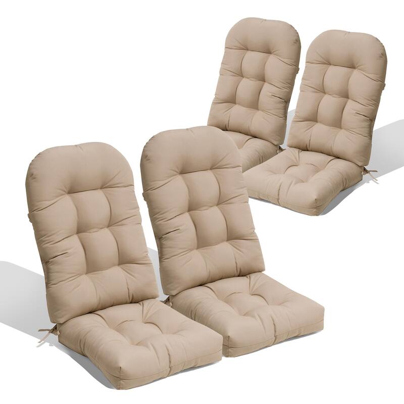 Outdoor Adirondack Chair Cushion Rocking Chair Cushions Thickened Patio Chair Pad with Sunbrella - 4PC - Beige