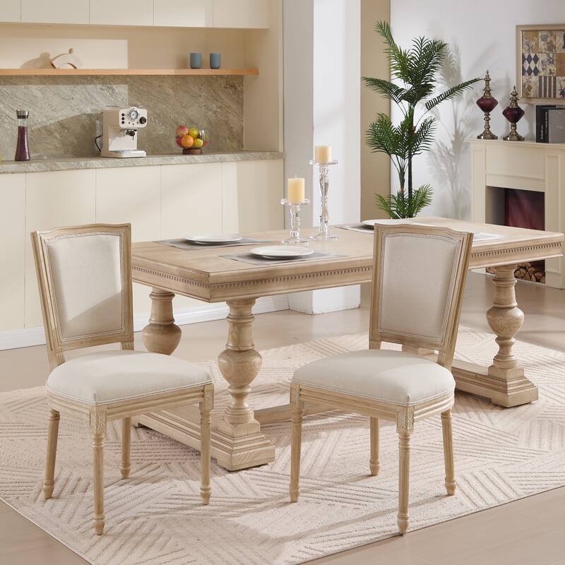 French Country Wire Drawing & Carving Techniques Dining Chairs with Backrest (Set of 2)